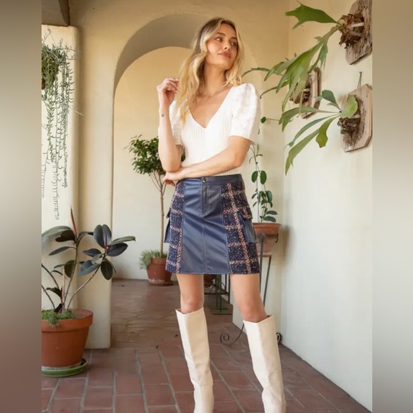 Tweed Mini Skirt, Chic Skater School Girl Posh Goth Statement Short Girly - Picture 13 of 13